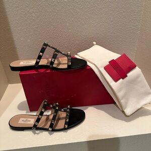 Valentino Rockstud Caged Flat Sandals